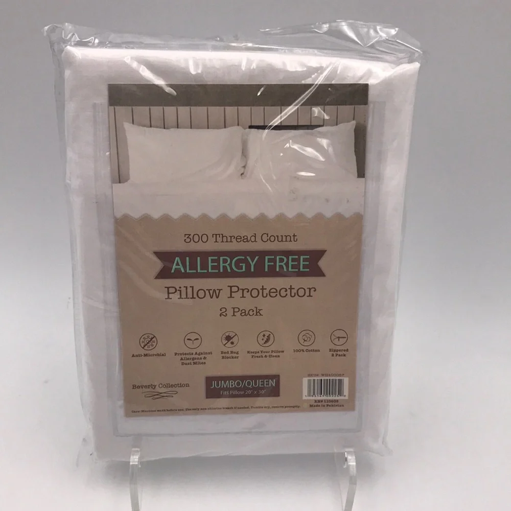 300 TC Allergy Free Cotton Queen Pillow Protector 2 Pack